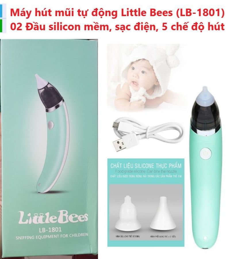 [BẢO HÀNH 12 THÁNG]Máy Hút Mũi Cho Bé,Máy Hút Mũi Chính Hãng Little Bees LB-1801 Điện Tử Cầm Tay  5 Cấp Độ An Toàn Cho Bé Từ Sơ Sinh.