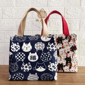 Túi đựng hộp cơm vải canvas giữ nhiệt văn phòng xách tay có khóa kéo phong cách hàn quốc lunch bag chống nước đựng bình nước, mang cơm trưa đi làm dày dặn nhiều lớp nhôm cách nhiệt nóng lạnh