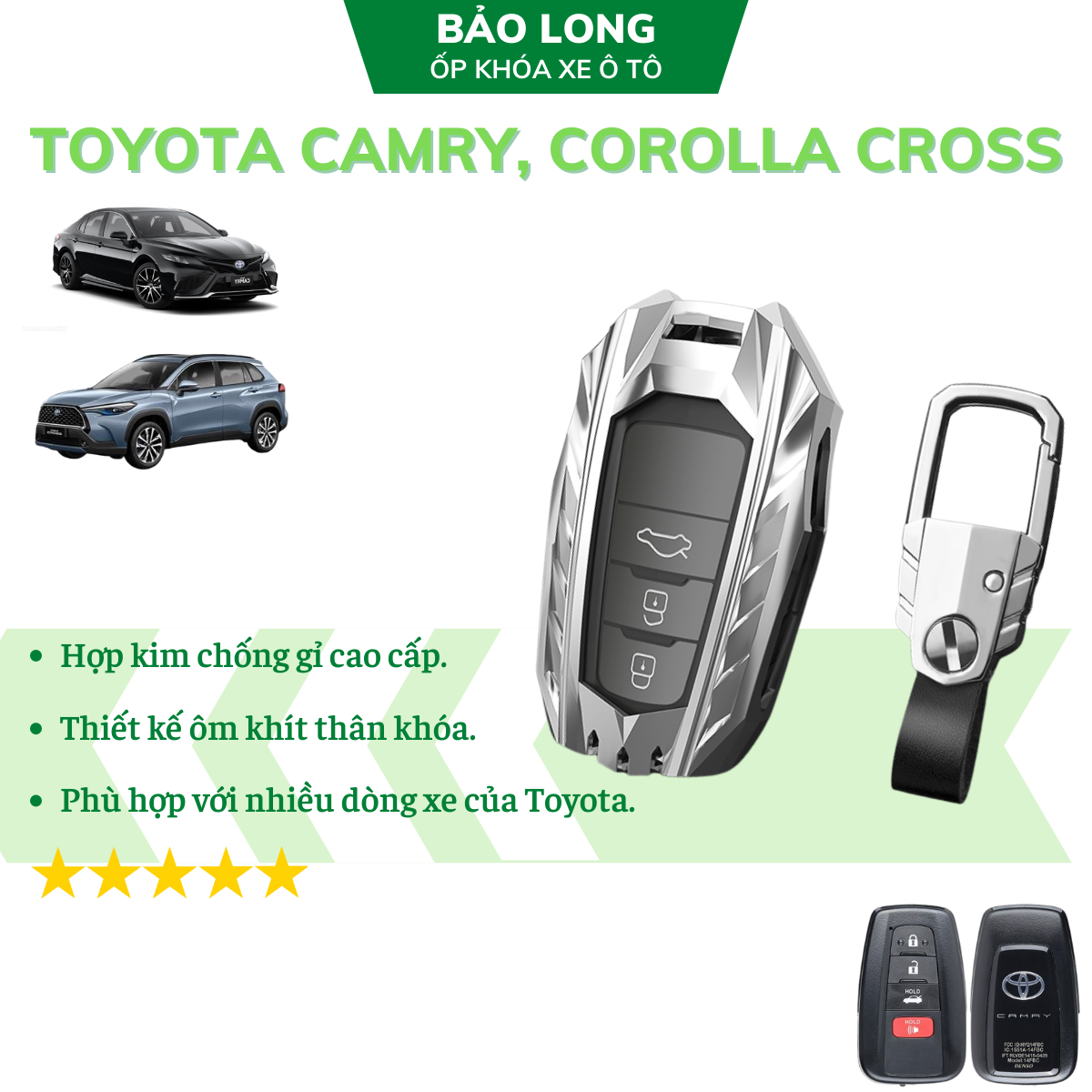 Ốp khoá kim loại Toyota Cross, Camry 2021
