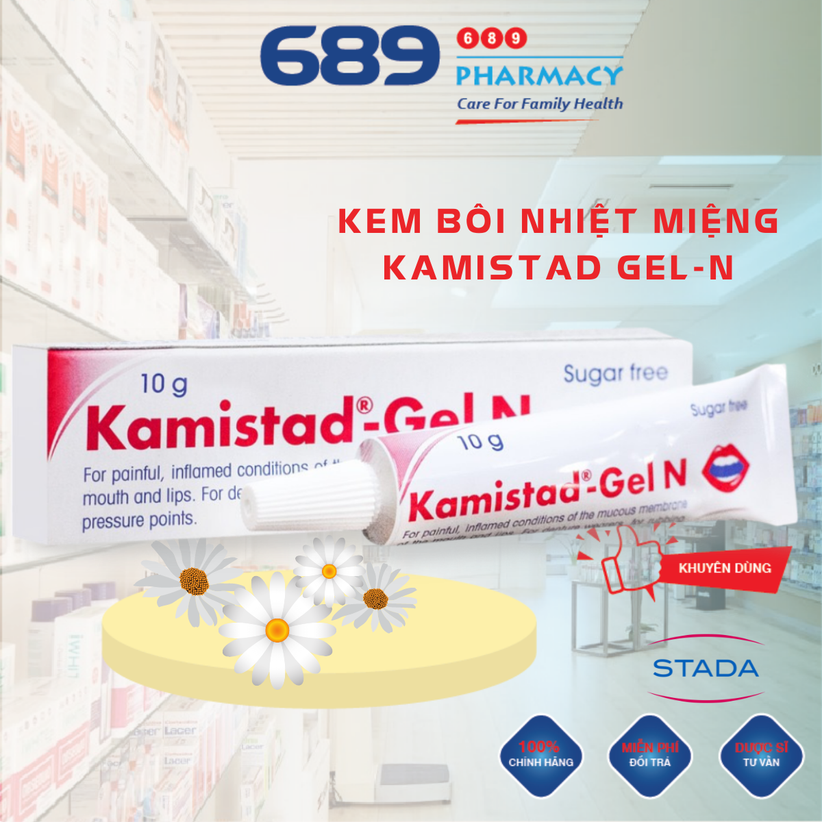 Kamistad gel n tuýp 10g - gel bôi nhiệt miệng thảo dược - nhập khẩu từ stada - đức