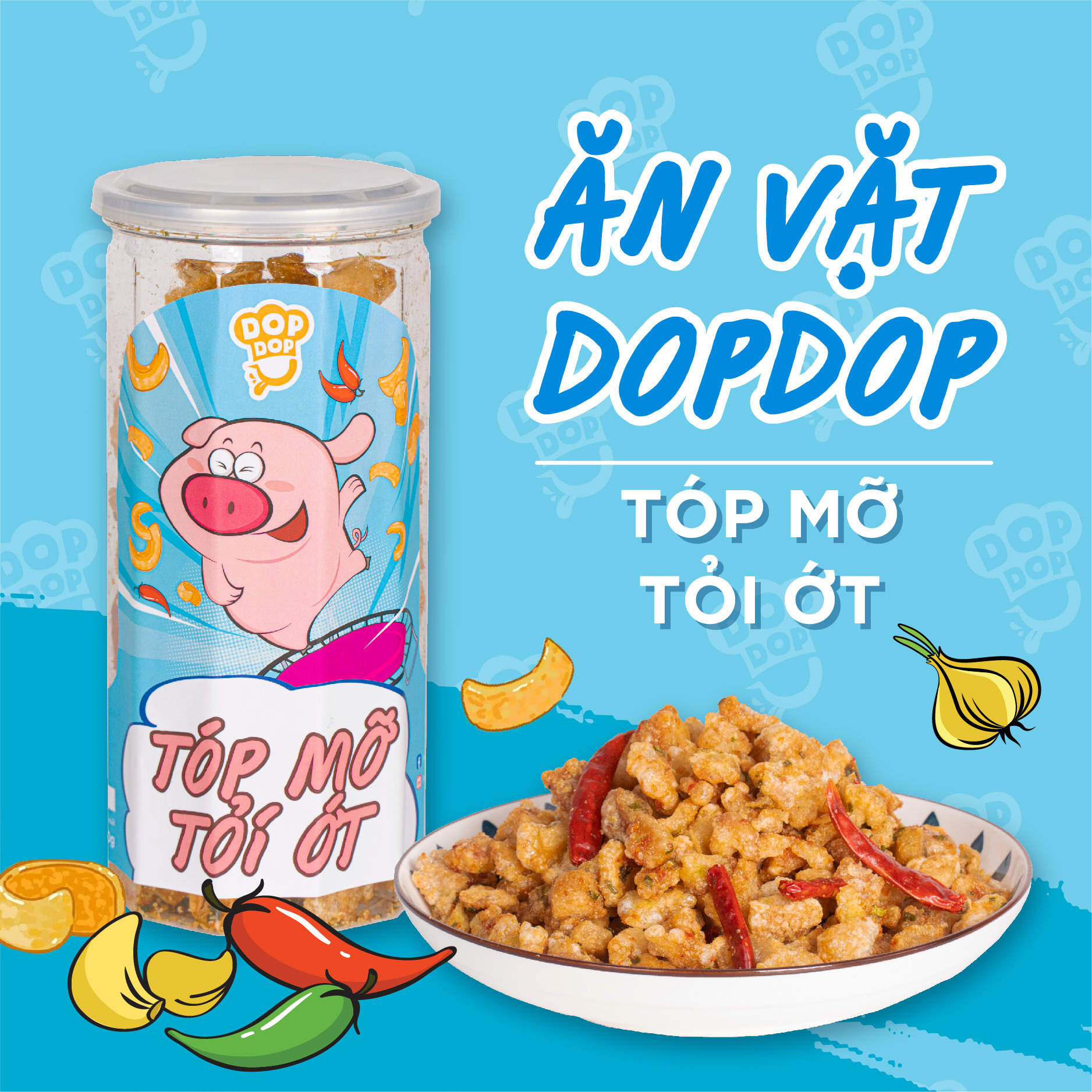 Tóp mỡ tỏi ớt ngon rẻ ăn vặt dopdop 280g
