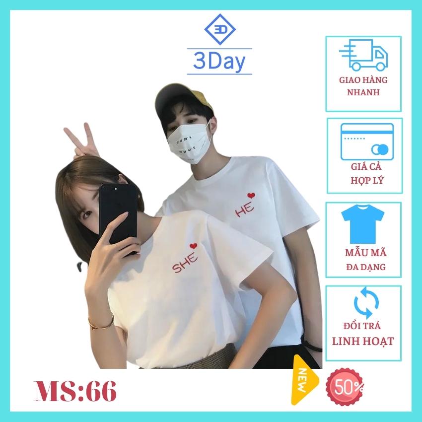 [Áo Đôi Giá Xưởng+Tặng 2 Túi Thơm 19K] Áo Thun Cặp Đôi Nam Nữ She He Chất Đẹp MS:66,Chất Vải Thun Cotton Mềm,Mát Mịn,Thoáng Khí,Phong Cách Hàn Quốc/ Giá 1 áo +Tặng Kèm Túi Thơm Treo Tủ Quần Áo Thảo Mộc Thiên Nhiên Chống Ẩm Mốc