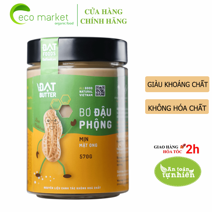 Bơ đậu phộng tự nhiên mật ong mịn Đạt Butter 100% 500g