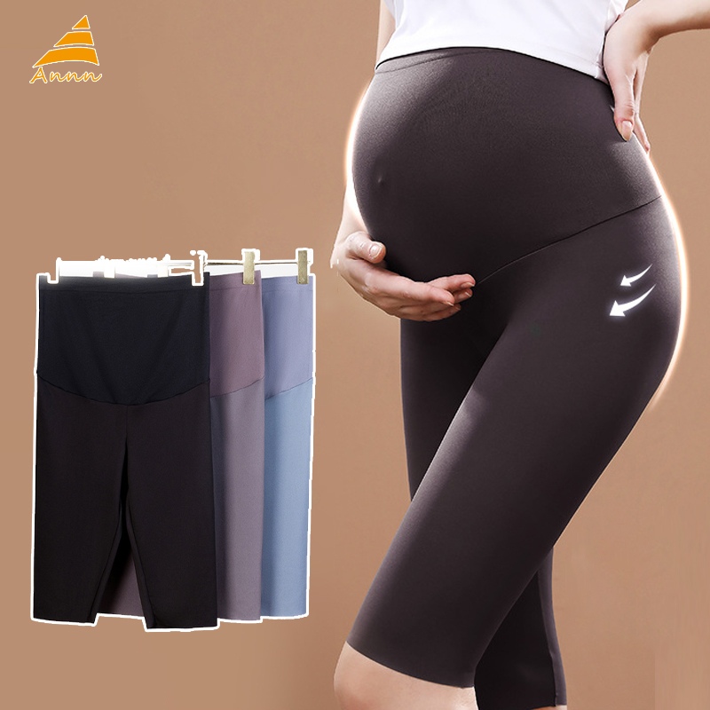 Annn store quần tập yoga cho bà bầu quần năm tấc mỏng co giãn cao cho bà bầu quần legging mặc ngoài quần áo bà bầu thường ngày