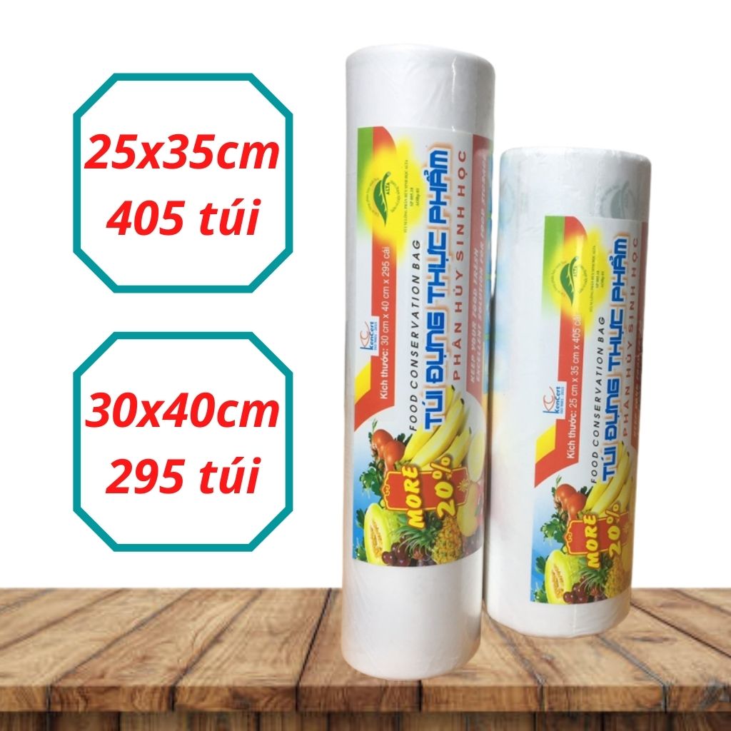 Combo 2 cuộn túi đựng thực phẩm tự phân hủy sinh học, túi đựng thực phẩm tủ lạnh ALTA Plastic, an toàn sức khỏe, thân thiện môi trường, cuộn 1kg.