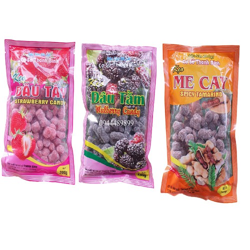 Kẹo mứt dâu tằm, dâu tây, kẹo me - đặc sản đà lạt - 200gram