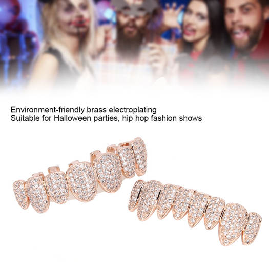 Bộ Răng Grillz, Đạo Cụ Hip Hop, Trang Trí Răng Grillz Cho Món Quà Tiệc Halloween Bộ Đồ Vàng Hồng
