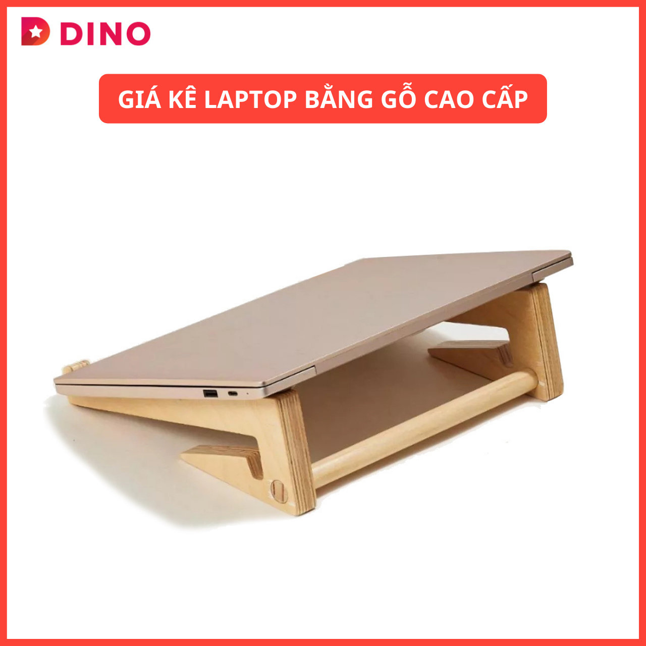 Giá kê laptop và Macbook tản nhiệt tự nhiên thông minh bằng gỗ cao cấp