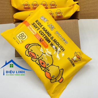 Thùng 10 Gói Khăn Ướt Vịt Vàng Cao Cấp khăn giấy ướt vịt vàng