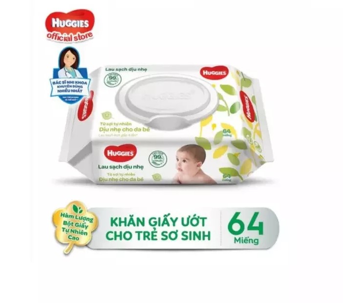 Khăn giấy ướt cho trẻ sơ sinh Huggies 64 tờ