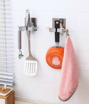 Móc dán tường kẹp giữ cây lau nhà, móc treo chổi ,Móc Dán Treo Cây Lau Nhà Đa Năng