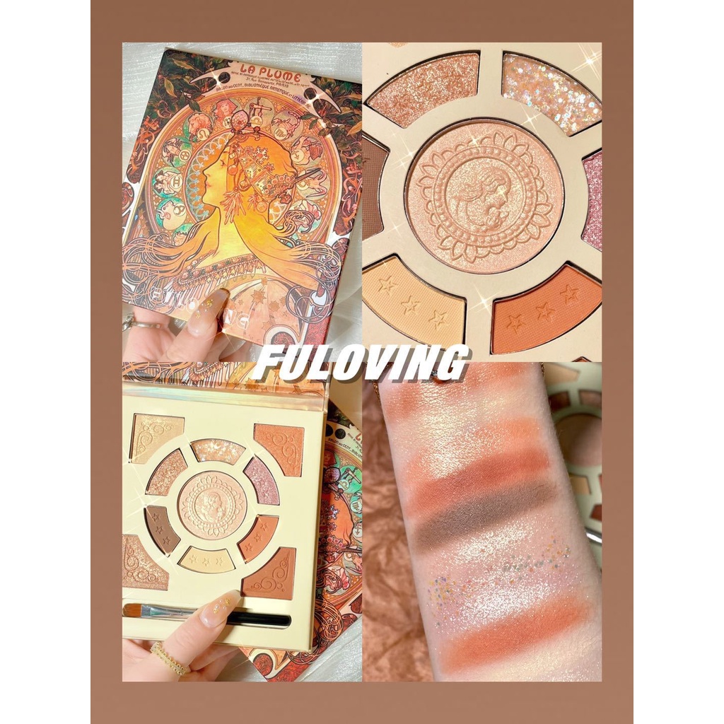 Phấn mắt kim tuyến Fuloving La plume 11 ô nội địa trung cực đẹp