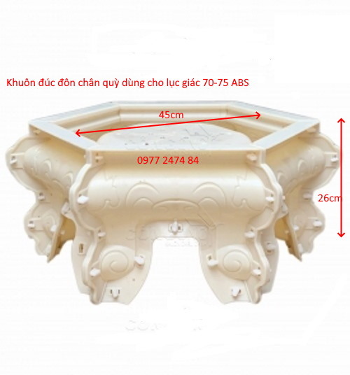 Khuôn đôn chân quỳ dùng cho lục giác 70 cao và lục giác 75 thân bầu abs.