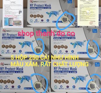 KHẨU TRANG Y TẾ NHƯ Ý 4 LỚP ( 5 HỘP 250 CÁI MÀU XÁM)