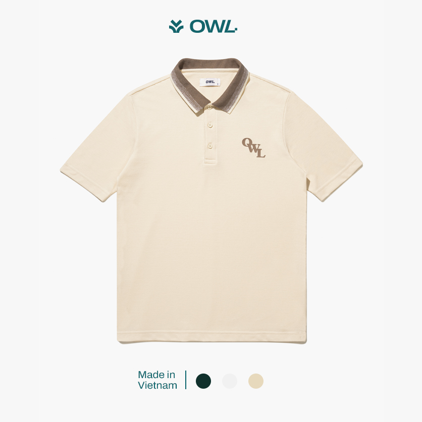 Owl brand® ombre collar polo - áo polo dệt chuyển màu/be - owl151221