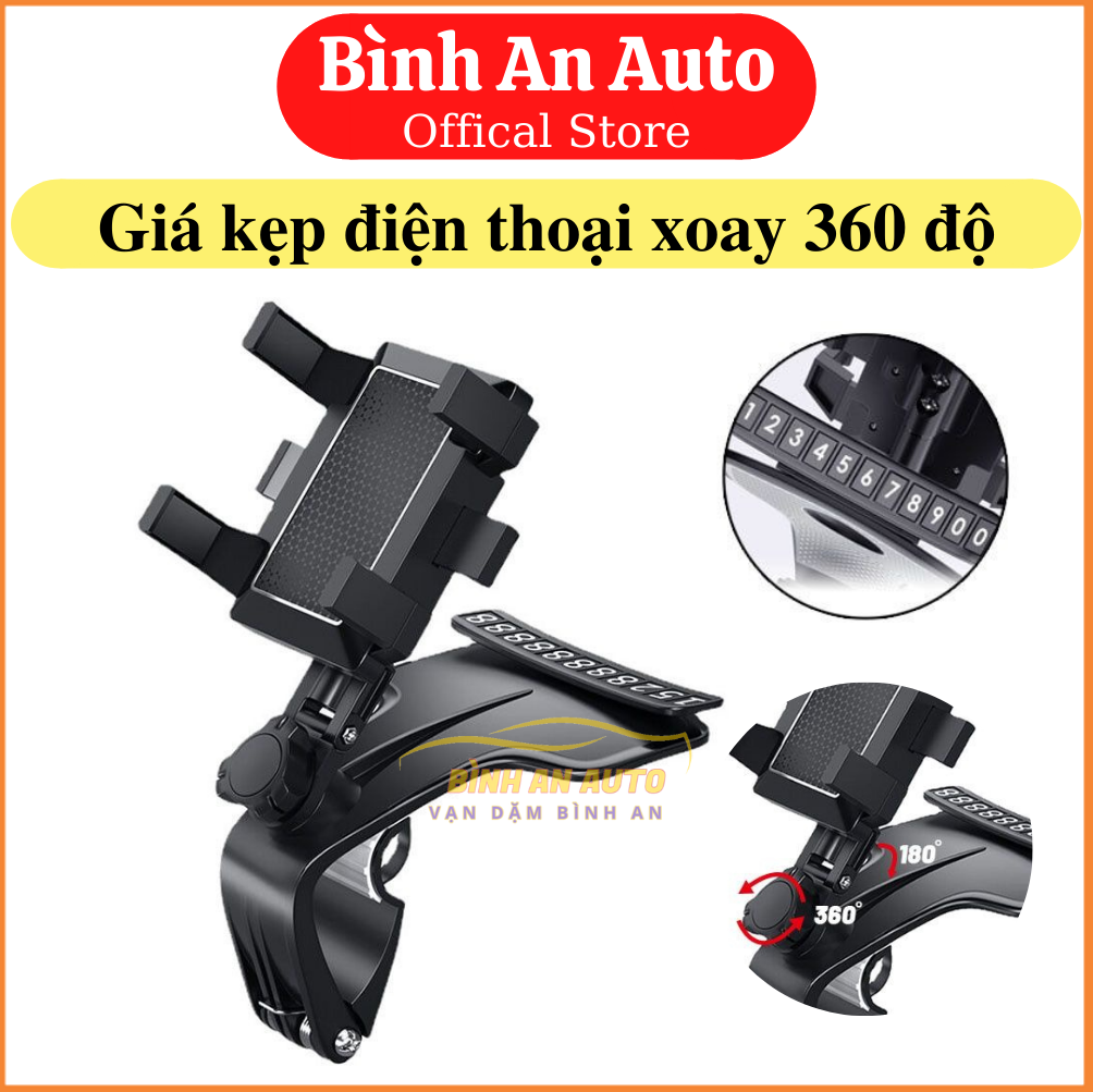 Giá đỡ kẹp điện thoại vô lăng để trên xe hơi ô tô xoay 360 độ chống rung treo đa điểm trên taplo, gương chiếu hậu