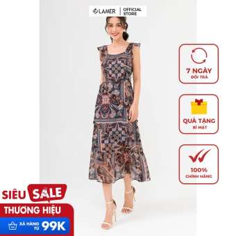 Đầm maxi bèo quấn gấu xòe