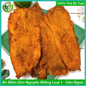 Bò Mềm Dẻo Nguyên Miếng Siêu Ngon, Khô Bò Miếng Mềm (100% Thịt Bò Tươi) - Giá Cực Rẻ, Cay Cay Thơm Ngon, Tẩm Gia Vị Vừa Ăn, Món Ăn Vặt Ngày Tết, Món Nhậu Lai Rai, Ngon Như Bò Khô Miếng Hồng Ngự/ Bò Một Nắng Kiến Vàng
