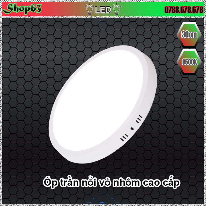 Đèn ốp trần nổi vỏ nhôm đúc cao cấp 24W viền đèn siêu mỏng - ánh sáng trắng (mặt kính cường lực - bảo hành 12 tháng)