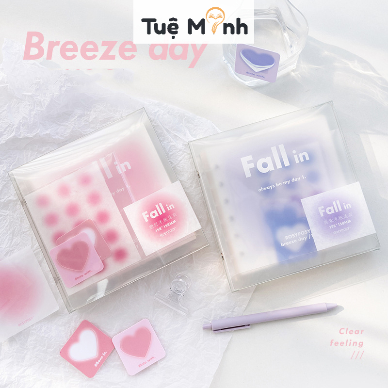 Bộ sổ còng binder Pastel màu Ombre kèm sticker, đánh dấu sách S07 làm Bullet journal, nhật ký Take note- VPP Tuệ Minh