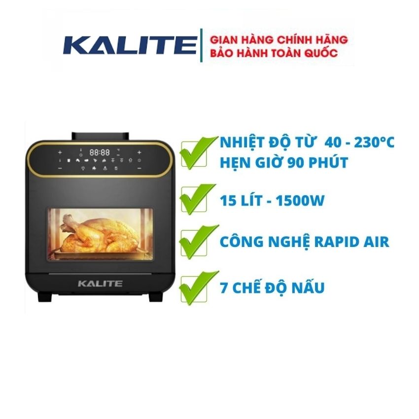 Nồi chiên không dầu 15 lít hấp hơi nước kalite steam pro -