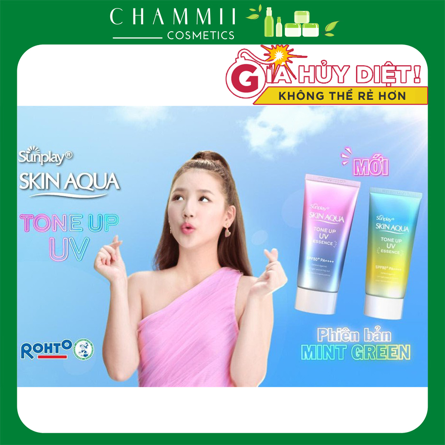 Kem chống nắng Skin Aqua Tone Up UV Essence SPF50+/ PA++++ 80g Nhật Bản, chống nắng ưu việt, nâng tông sáng hồng