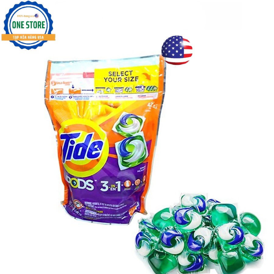 Viên giặt bột giặt Tide Pods của Mỹ bịch 42 viên Spring Meadow Của Mỹ