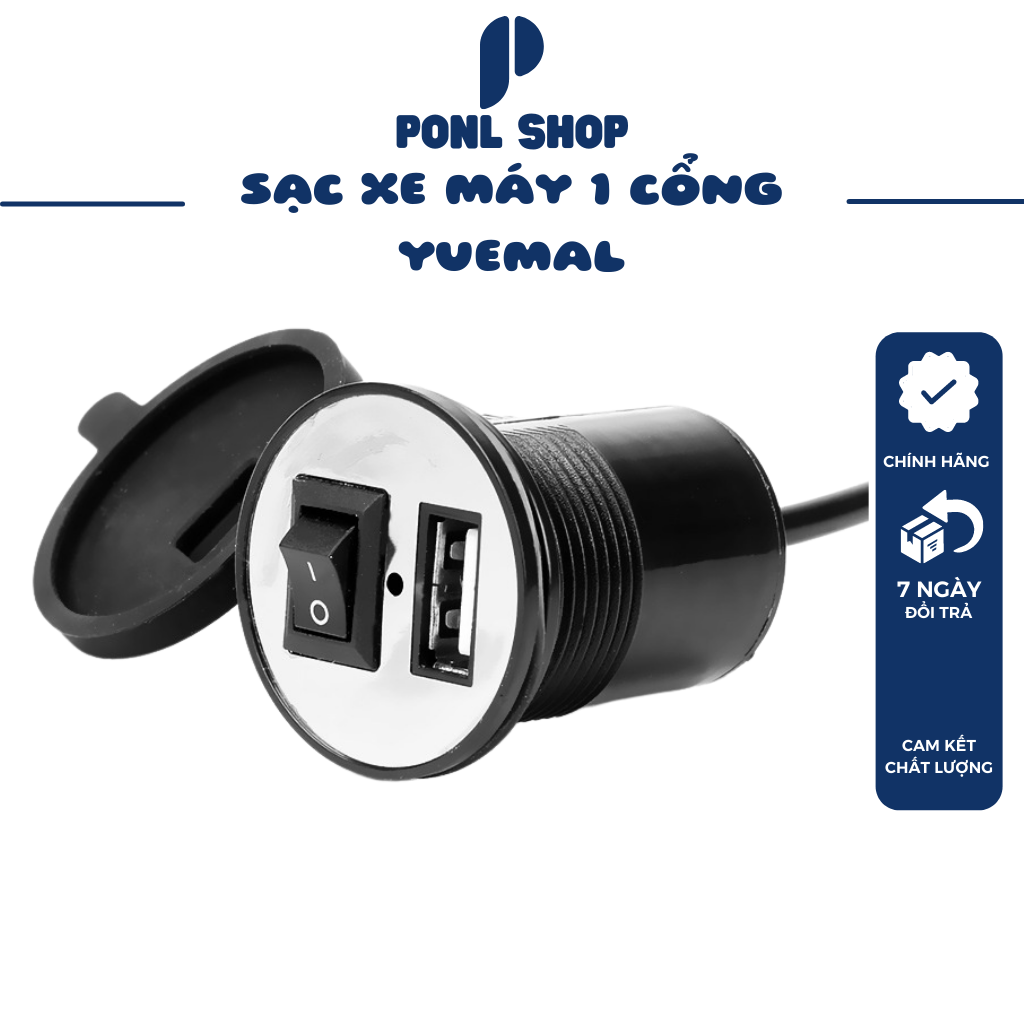Sạc điện thoại gắn trên xe máy yuemal yf-121,sạc xe máy có công tắc