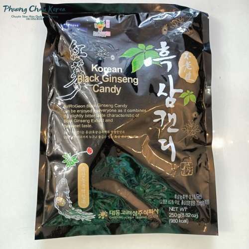 Kẹo Hắc Sâm Daedong Hàn Quốc Bịch 250g- kẹo hắc sâm thượng hạn