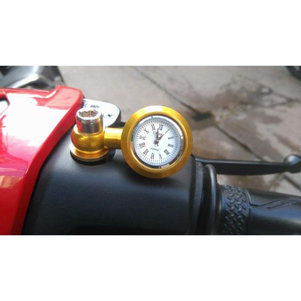 Đồng hồ xem giờ gắn chân gương xe máy xe đạp điện kèm ốc 10 ly