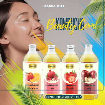 Combo Trà Kombucha Chăm Sóc Sắc Đẹp - Kombucha Dứa/ Xoài/ Chanh Dây/ Lựu - 04 Chai x 500ml - KaffaHill