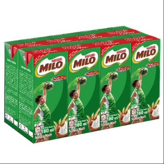 Combo 2 lốc 8 hộp sữa thức uống lúa mạch Milo 180ml( ống hút giấy)