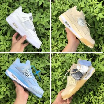 Giày thể thao Jordan 4, Giày Air Jordan 4 Xanh nhạt, Vàng Kem, Trắng , giày sneaker JD4 Full Box và Bill