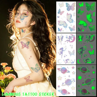 Hình xăm dán dạ quang tạm thời đầy màu sắc 3D bướm hình xăm dễ thương hình xăm dán không thấm nước Flash chuyển hình xăm