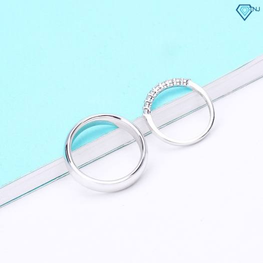 Nhẫn đôi bạc nhẫn cặp bạc đẹp đính đá đơn giản ND0152 - Trang Sức TNJ