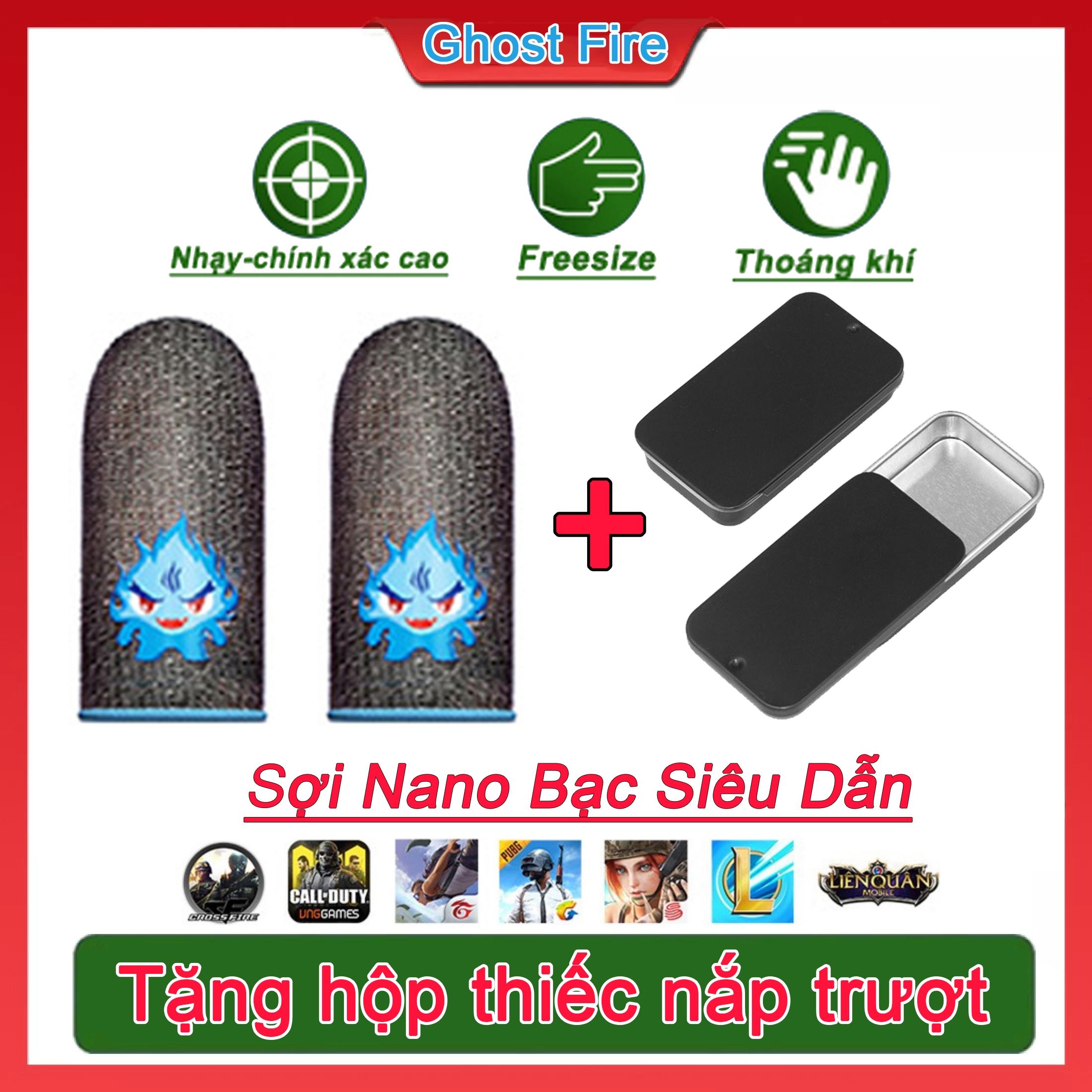 Bao tay chơi game, bao tay chơi ff Ghost Fire Flydigi sợi Nano Bạc cao cấp cảm ứng - găng tay chơi game găng tay chơi ff PUBG, Liên quân, chống mồ hôi, bao tay bắn ff, gang tay chơi gameff cực nhạy, co giãn cực tốt