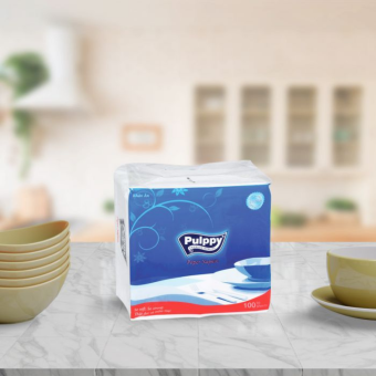 Khăn giấy, giấy vuông, khăn giấy ăn Pulppy 100 tờ siêu mịn
