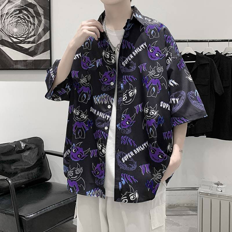 Áo sơ mi tay lở form rộng Unisex Vampire hoạt hình cực hot