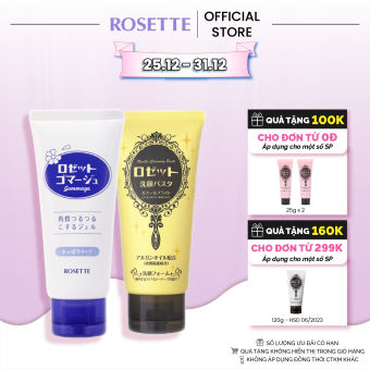 Combo Tẩy Tế Bào Chết Dành Cho Mọi Loại Da Rosette Gommage 120g Và Sữa Rửa Mặt Làm Sáng Da Rosette Ghassoul Bright 120g