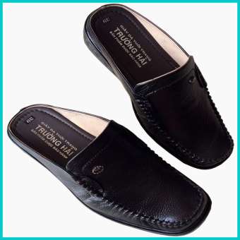 Dép bít mũi nam da bò cao cấp THBM068