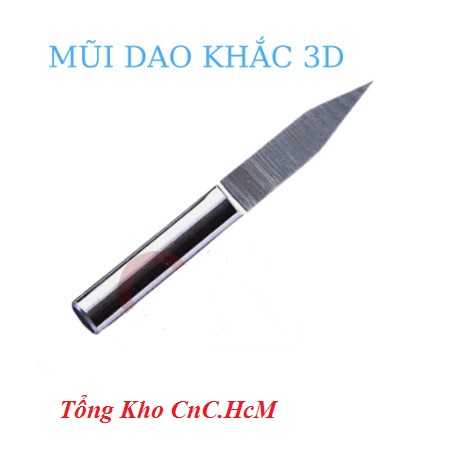 Mũi khắc cnc 3d 1 me tinh , mũi dao v , dao 30 độ phi 3, 4, 6 . khắc trên chất liệu như gỗ, mica, hdf, mdf, nhựa...