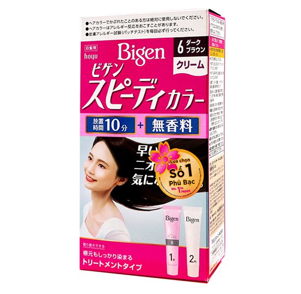 Kem nhuộm tóc bigen màu nâu đen số 6, nội địa nhật