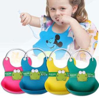 Yếm máng ăn dặm nhựa Silicon cho bé