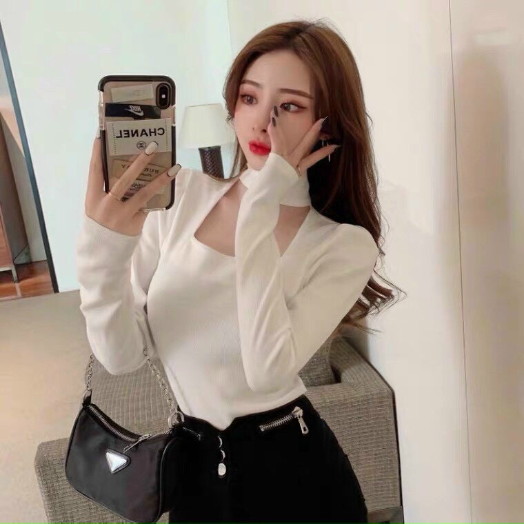 HOT Áo thun Croptop nữ Madela cổ vuông dài tay dài dáng ôm nữ , Áo croptop dài tay nữ ôm body cổ vuông TREND