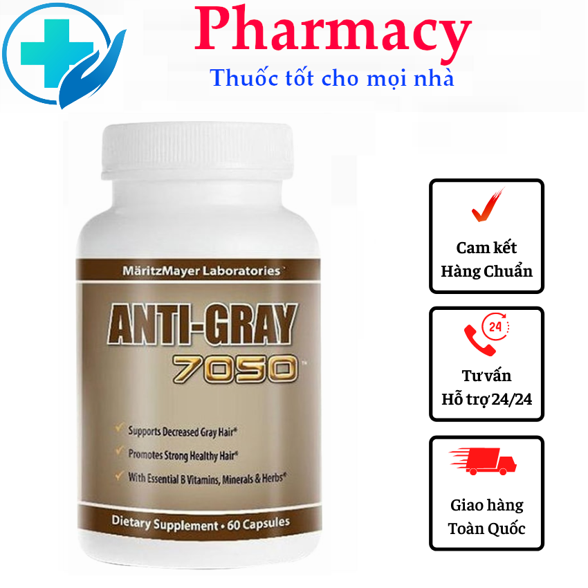 Hỗ trợ giảm tóc bạc anti gray - nội địa mỹ - giúp đen tóc phục hồi tóc bạc