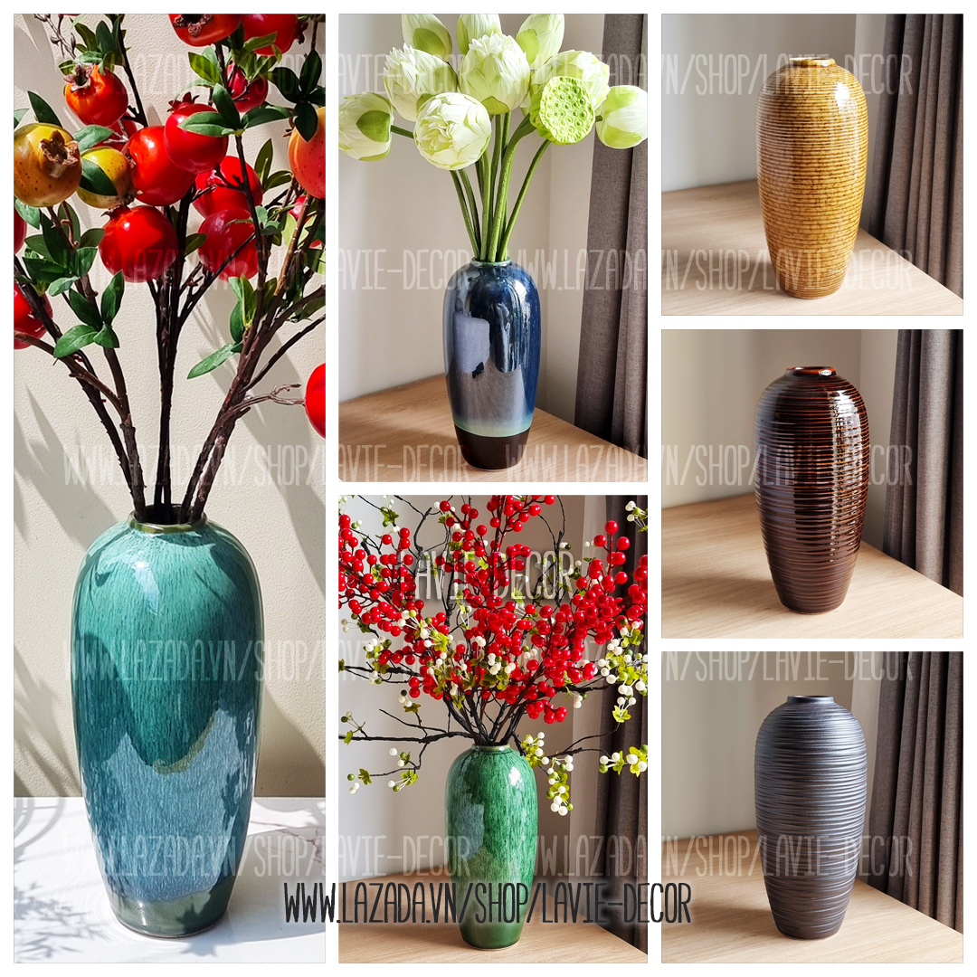 Lọ hoa gốm sứ dáng bom cao trên 30cm Bát Tràng