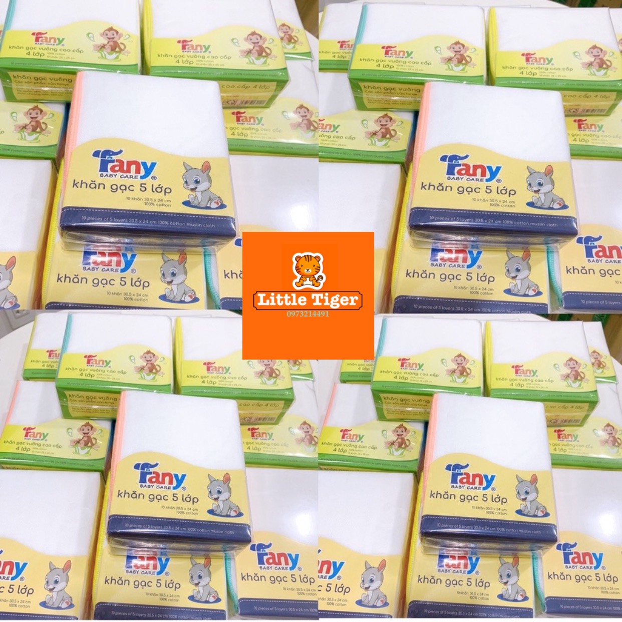 Khăn sữa cho bé - Khăn xô sữa Fany 4 lớp , 5 lớp mềm mịn cho làn da bé
