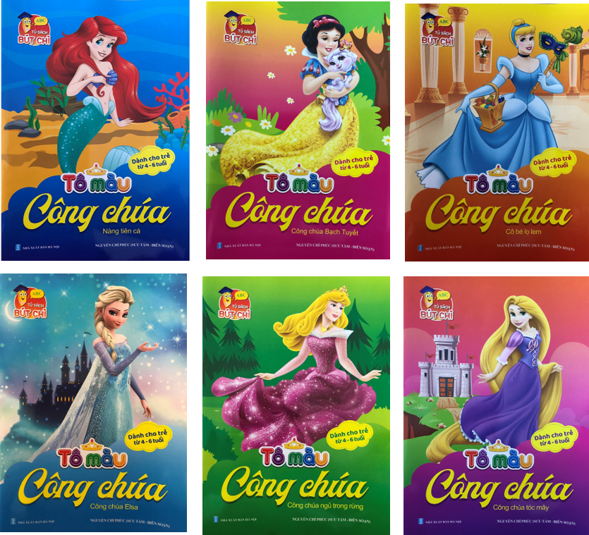 Tô màu công chúa siêu dễ thương - bộ 6 cuốn