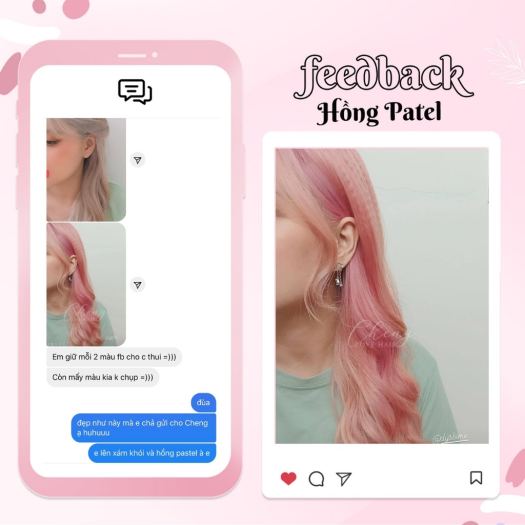 Thuốc Nhuộm Tóc Màu HỒNG PASTEL Kèm Tẩy   Chenglovehair Chenglovehairs