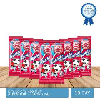 Dây 10 Cây Kẹo Mút Alpenliebe Vị Dâu 95g